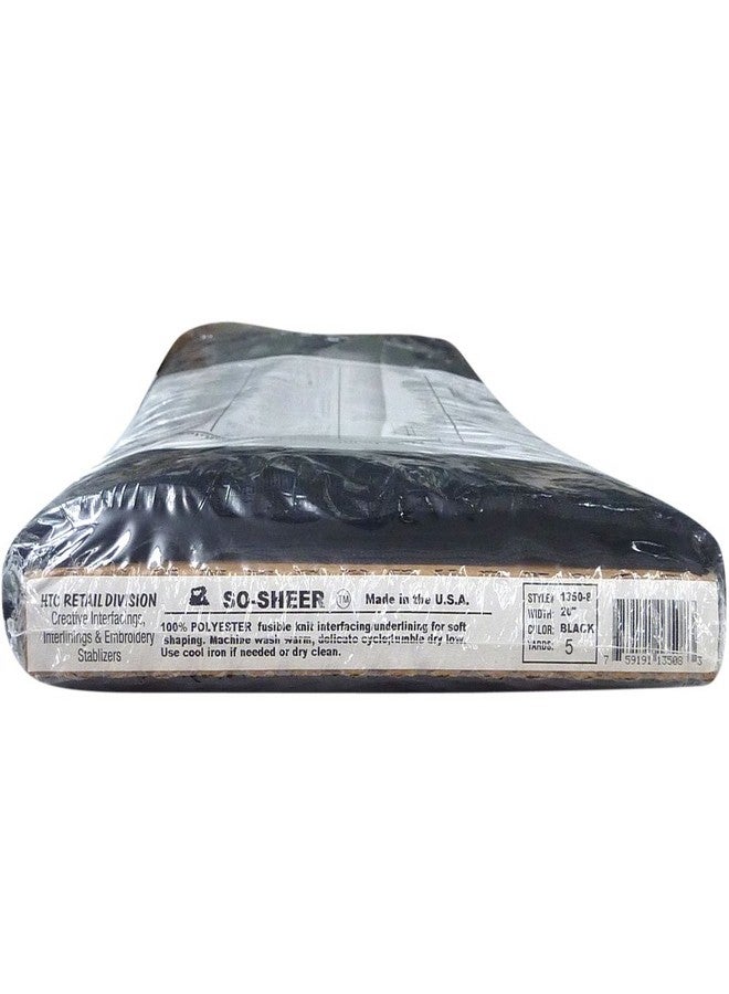 Superpunch So-Sheer Fusible Knit Interfacing/Underling HTC1350-2 - 20 Inches Wide, Precut Sewing for Soft Shaping & Quilting, 100% Polyester, Made in USA, Sold in 5 Yard Package, Made in USA (Black) - Image 1