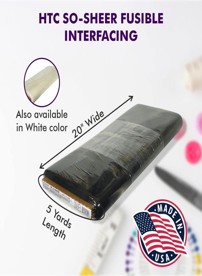 Superpunch So-Sheer Fusible Knit Interfacing/Underling HTC1350-2 - 20 Inches Wide, Precut Sewing for Soft Shaping & Quilting, 100% Polyester, Made in USA, Sold in 5 Yard Package, Made in USA (Black) - Image 2