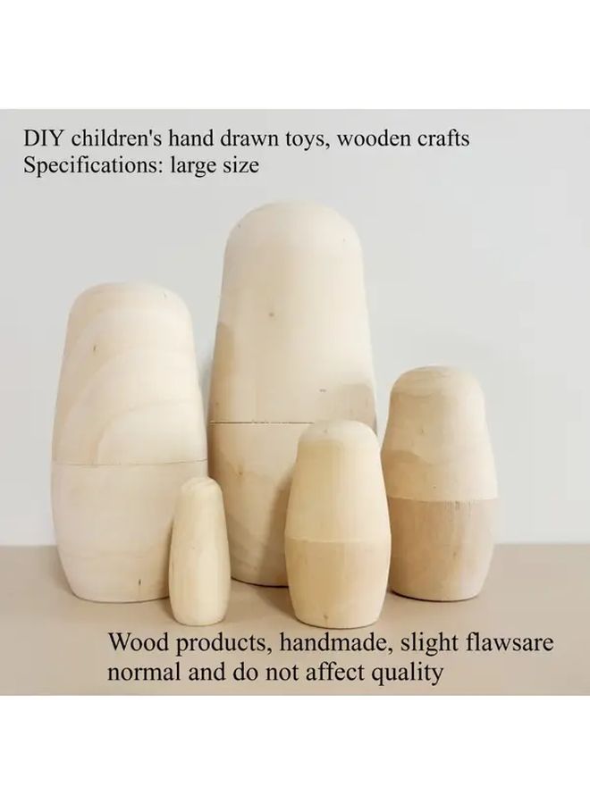 1 Large White Nested Doll 5 Layer High Quality Wooden Russian Blank Collectible Doll Children DIY Hand Drawn Toy Wooden Handicraft Gift - Image 1