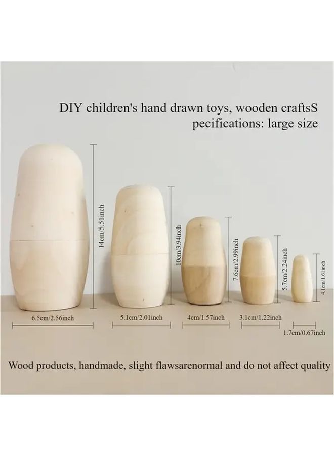 1 Large White Nested Doll 5 Layer High Quality Wooden Russian Blank Collectible Doll Children DIY Hand Drawn Toy Wooden Handicraft Gift - Image 3