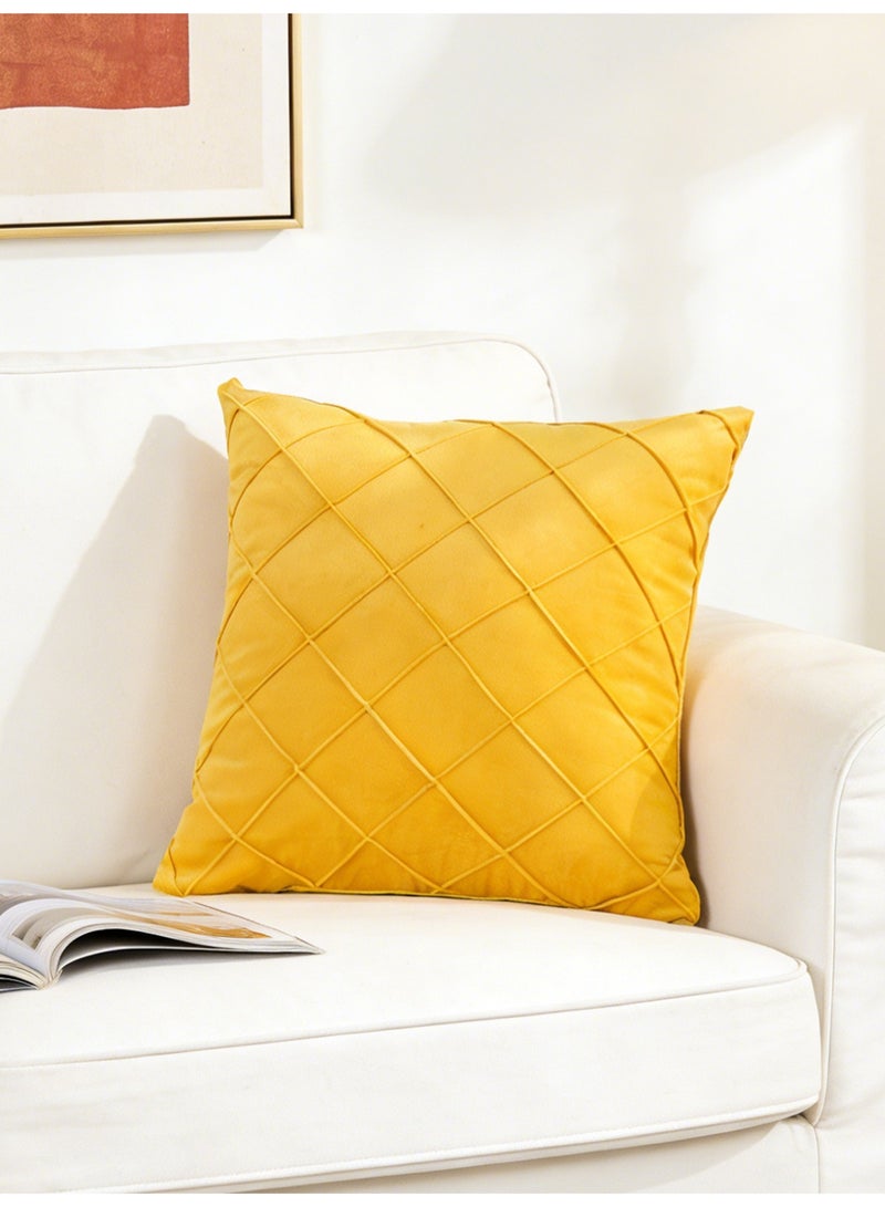 Set of 2 Decorative Throw Pillow Covers 45x45, Diamond Pinch Pleated Velvet Pillowcases Cushion Covers, Solid Diamond Pattern Modern Accent Square Cushion Cover Pillow Case for Couch Sofa - Image 2