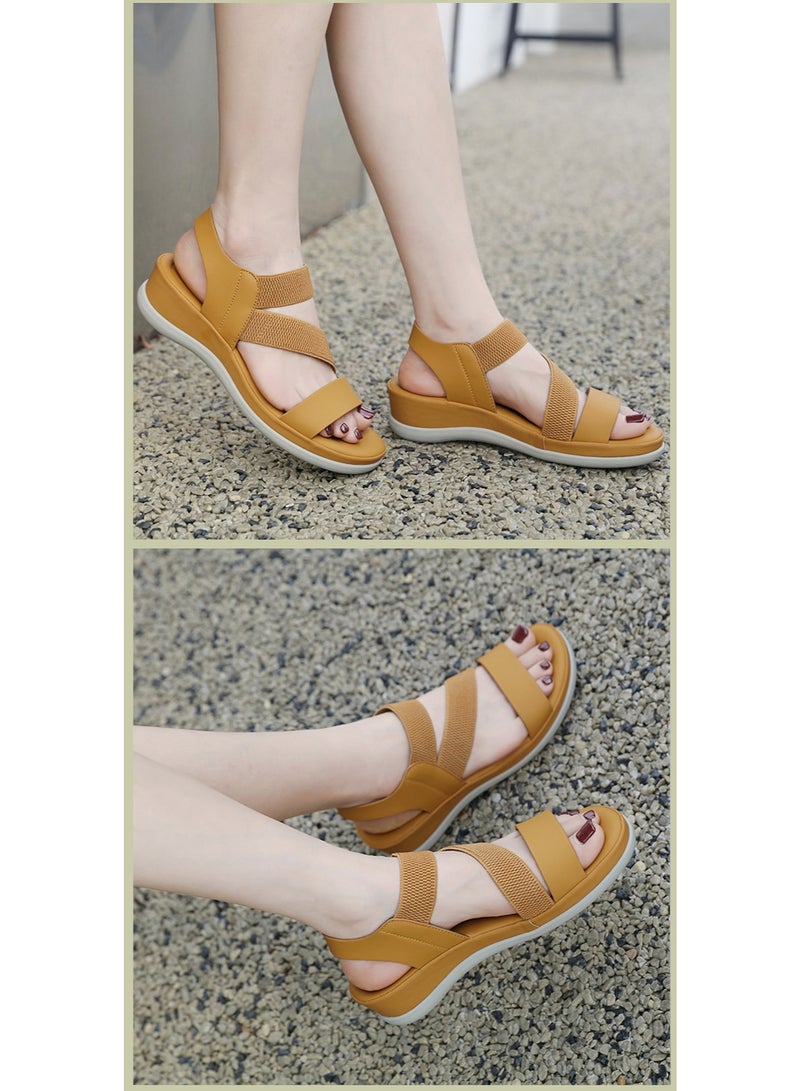 NIBEMINENT Summer Sweet Sports Style Women's Fashion Elastic Band Comfortable Thick Sole Lightweight Beach Casual Sandals  - Image 3