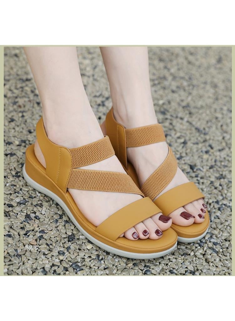 NIBEMINENT Summer Sweet Sports Style Women's Fashion Elastic Band Comfortable Thick Sole Lightweight Beach Casual Sandals  - Image 4