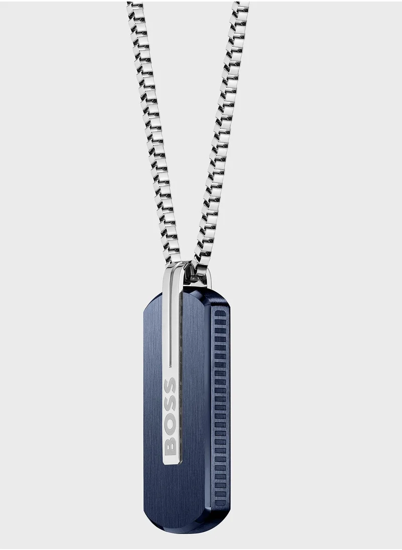 HUGO BOSS Orlado Logo Dog Tag Pendant Necklace