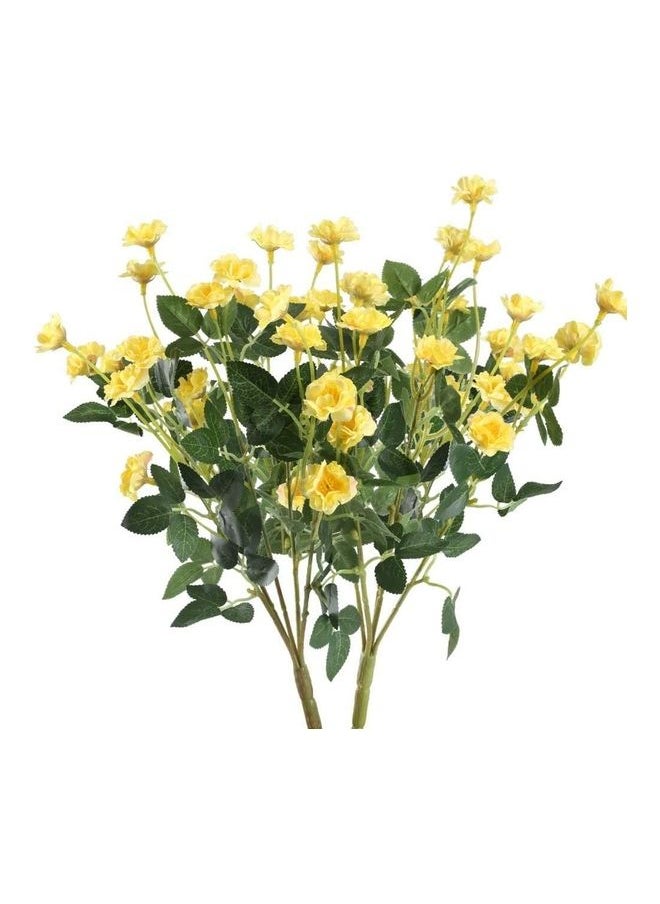 XiuWoo 2-Piece Silk Rose Artificial Flower Bouquets Vase Decoration Yellow/Green  - Image 1
