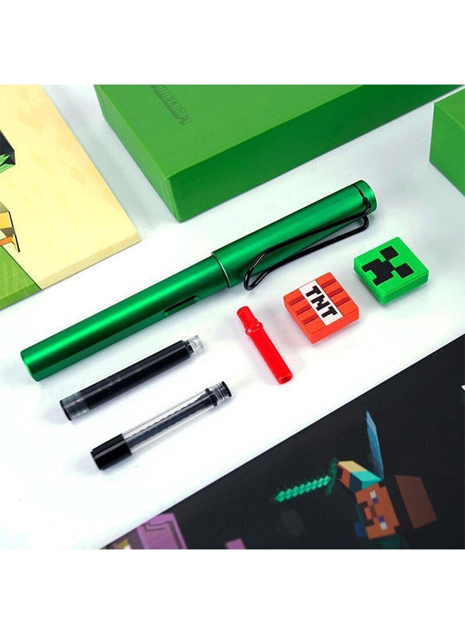 Minecraft-themed fountain pen set, includes 2 black ink cartridges, suitable for gift bags, loot bags, classroom rewards, etc. | Minecraft-themed fountain pen, suitable for children, boys, and girls - Image 3