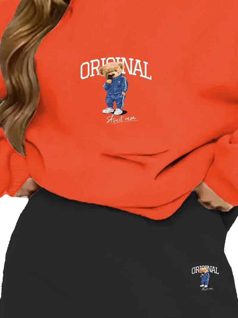 DogFish Tracksuit Oversize Paddle Printed Tracksuit,lover,couple Combination Orange