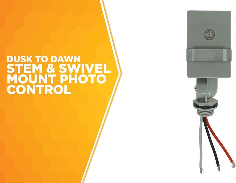 Woods 59411WD Outdoor Hardwired Stem and Swivel Light Control with Photocell - Grey - Image 3