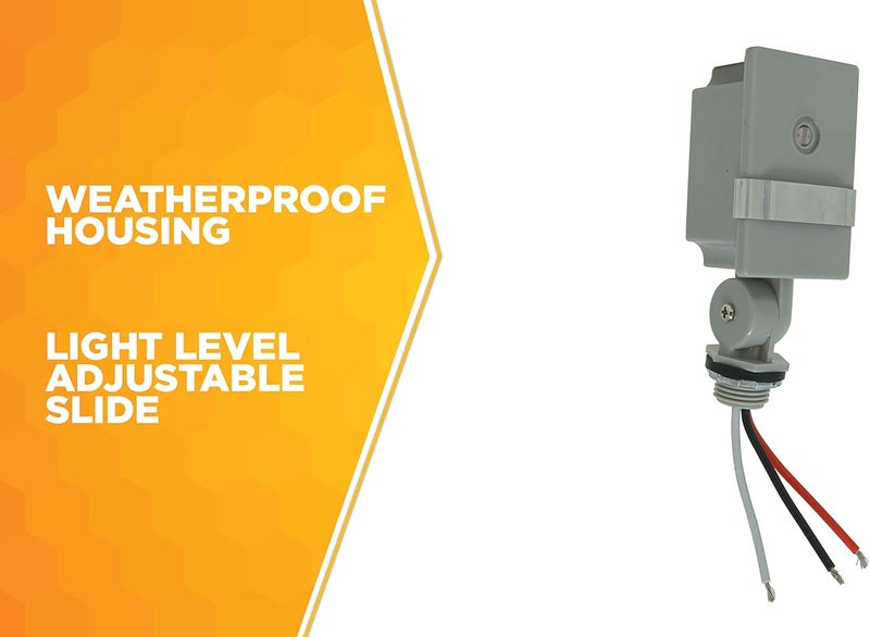 Woods 59411WD Outdoor Hardwired Stem and Swivel Light Control with Photocell - Grey - Image 5