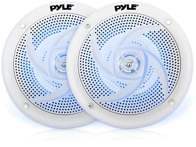 Pyle Marine Speakers - 5.25 Inch 2 Way Waterproof And Weather Resistant Outdoor Audio Stereo Sound System With Led Lights, 180 Watt Power And Low Profile Slim Style - 1 Pair - Plmrs53Wl - Image 1