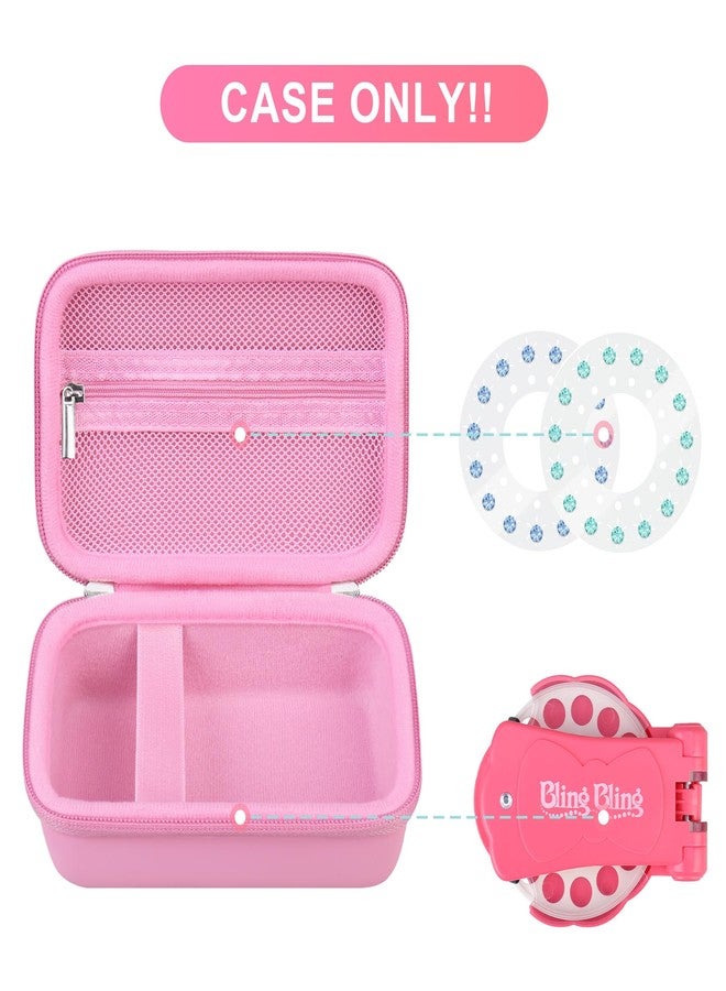 BOVKE Carrying Case for blinger Diamond Collection Starter Kit Gem Stamper, Mesh Pocket for Gems Rhinestones, Blinger Kids Hair Styling Tool Storage Bag, for Girls Womens, Pink+Pink - Image 3