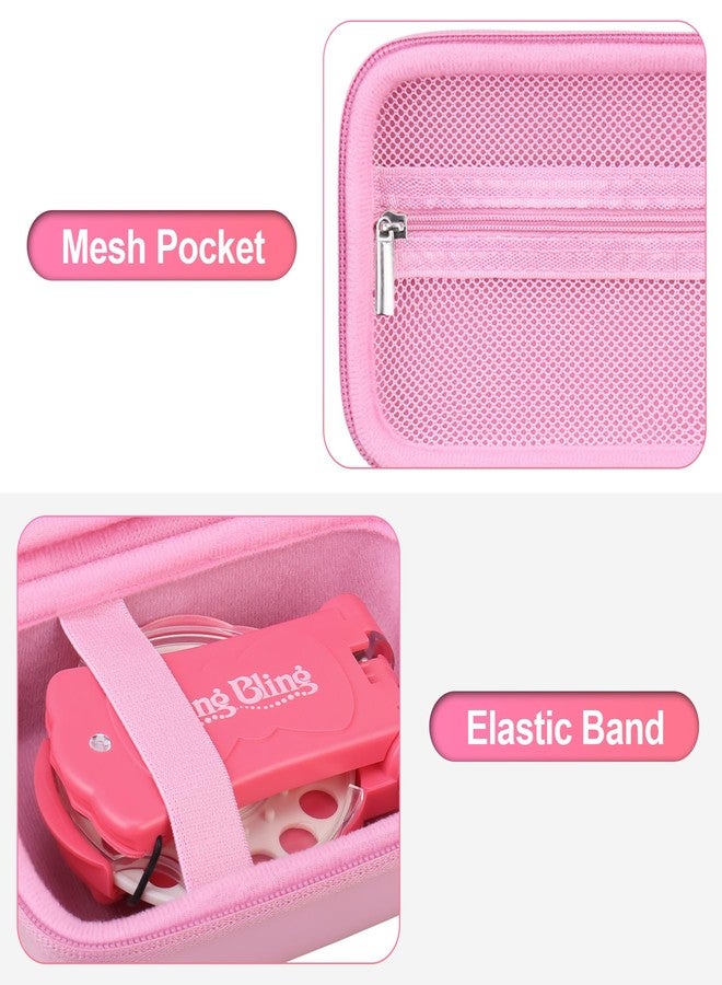 BOVKE Carrying Case for blinger Diamond Collection Starter Kit Gem Stamper, Mesh Pocket for Gems Rhinestones, Blinger Kids Hair Styling Tool Storage Bag, for Girls Womens, Pink+Pink - Image 4