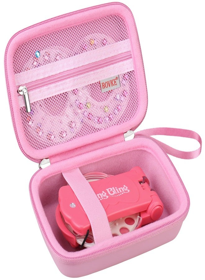 BOVKE Carrying Case for blinger Diamond Collection Starter Kit Gem Stamper, Mesh Pocket for Gems Rhinestones, Blinger Kids Hair Styling Tool Storage Bag, for Girls Womens, Pink+Pink - Image 2