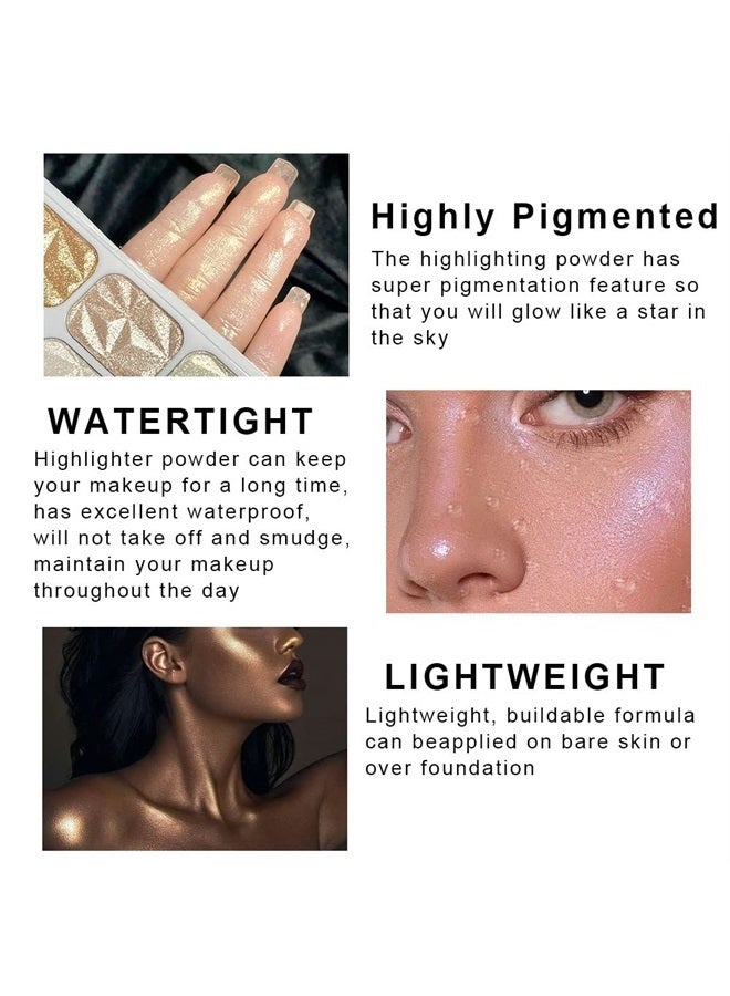 evpct 8 Colors Highlighter Makeup Palette for Face Highlighters & Luminizers iluminadores de maquillaje profesional Gold Cheek Diamond Shimmer Stick Glitter Contour Bronzer and Highlighter Palette - Image 5