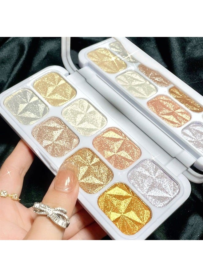 evpct 8 Colors Highlighter Makeup Palette for Face Highlighters & Luminizers iluminadores de maquillaje profesional Gold Cheek Diamond Shimmer Stick Glitter Contour Bronzer and Highlighter Palette - Image 1
