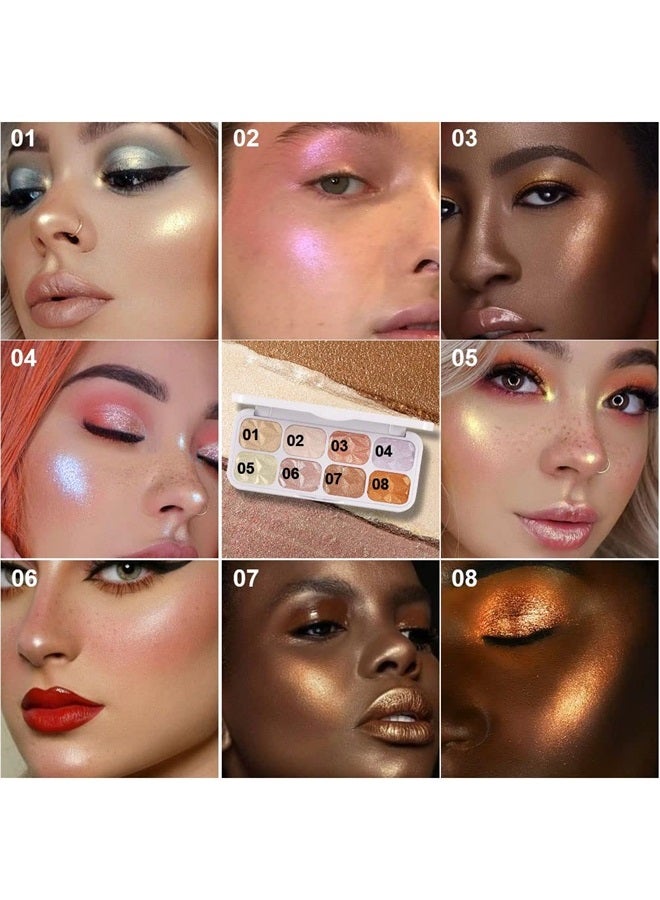 evpct 8 Colors Highlighter Makeup Palette for Face Highlighters & Luminizers iluminadores de maquillaje profesional Gold Cheek Diamond Shimmer Stick Glitter Contour Bronzer and Highlighter Palette - Image 2