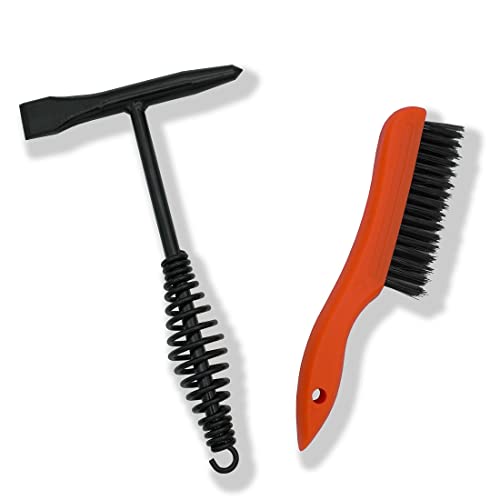 VASTOOLS Welding Chipping Hammer with Coil Spring Handle,10.5",Cone and Vertical Chisel/ 10" Wire Brush(Red),VASTOOLS Chipping Hammer - Image 1