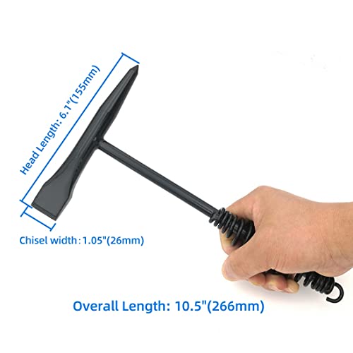 VASTOOLS Welding Chipping Hammer with Coil Spring Handle,10.5",Cone and Vertical Chisel/ 10" Wire Brush(Red),VASTOOLS Chipping Hammer - Image 2