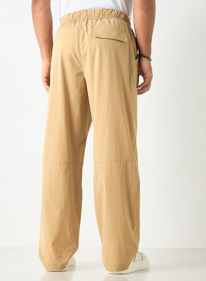 Starter Solid Flexi Waist Trousers with Drawstring Closure and Pockets - Image 3