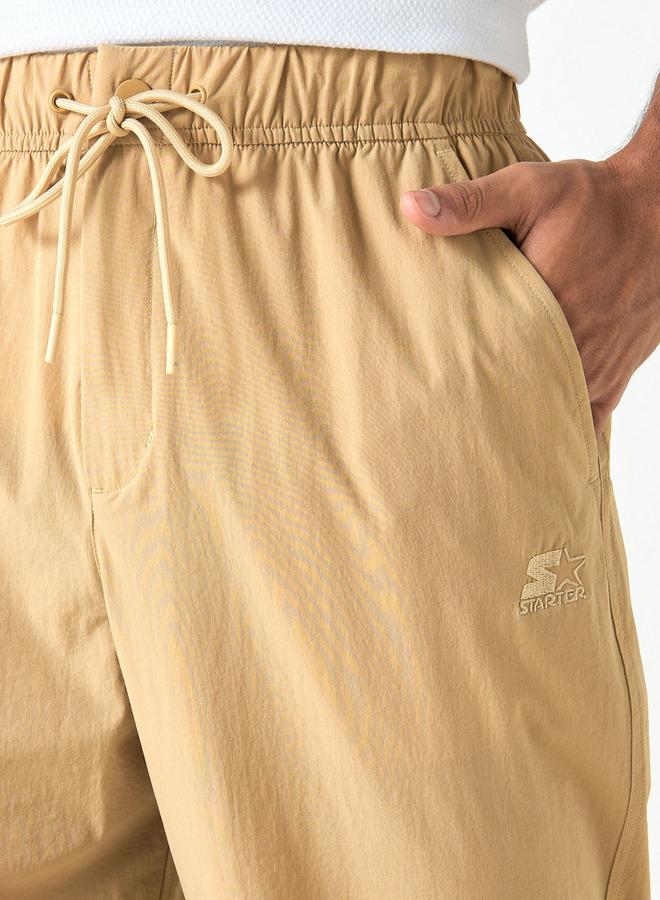 Starter Solid Flexi Waist Trousers with Drawstring Closure and Pockets - Image 4