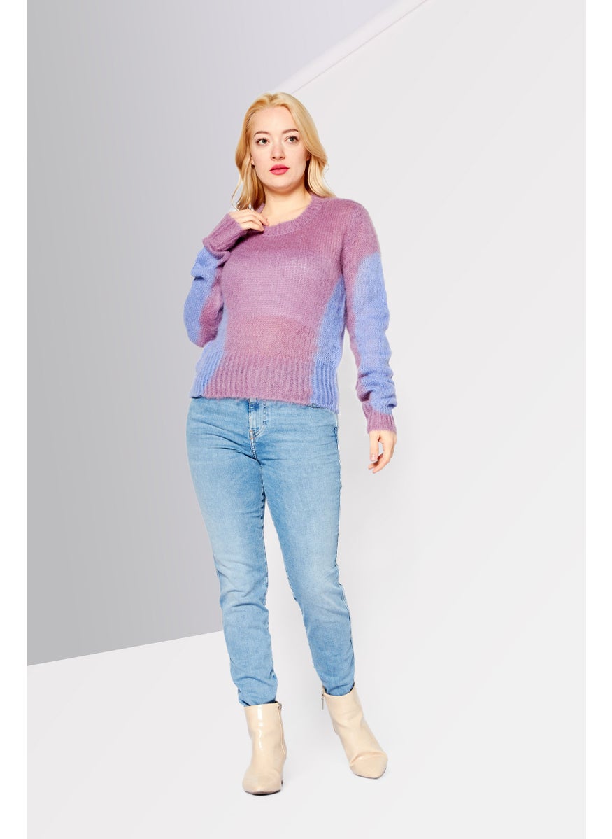 DIESEL Women Crew Neck Long Sleeves Knitted Sweater, Purple  - Image 2