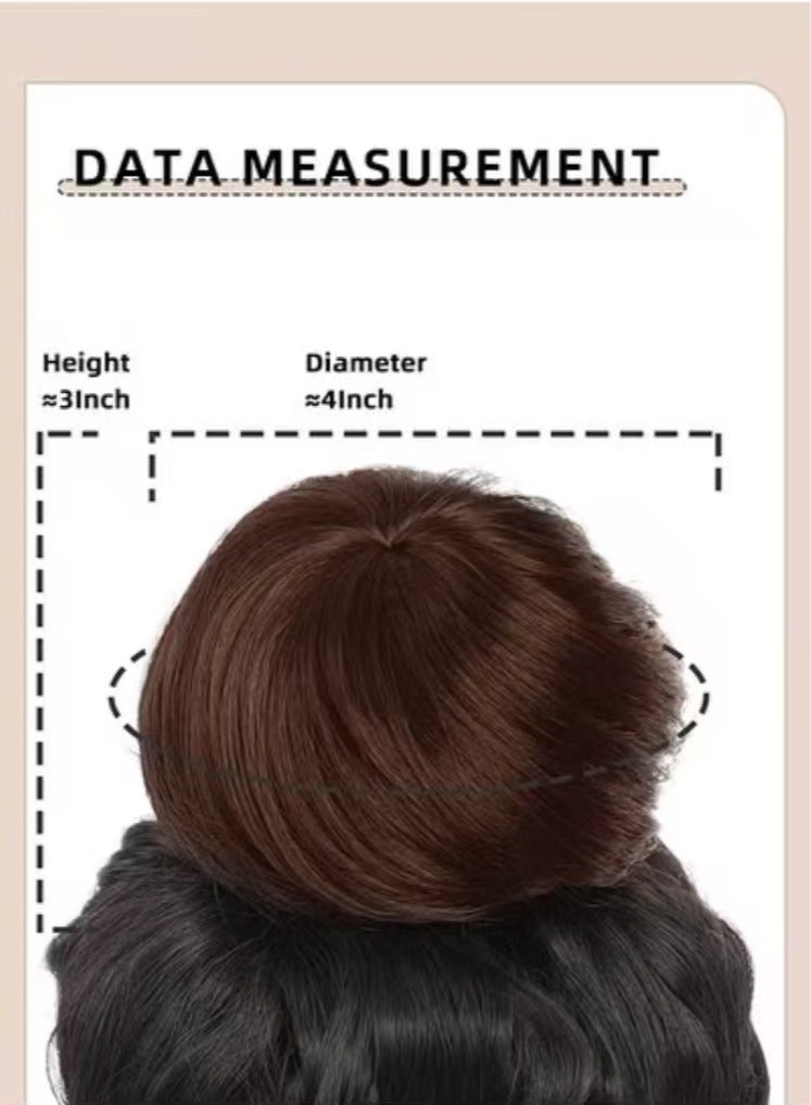 Captaintech Synthetic Hair Bun Extension Roller Donut Chignon with Elastic Drawstring High Temperature Fiber Hairpiece for Women Daily Use - Dark Brown - Image 5