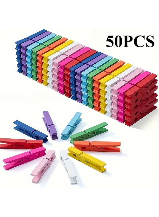 50 قطعة مشابك ملونة صغيرة للصور والحرف اليدوية وديكور المنزل وأعمال DIY بألوان متنوعة - Image 1