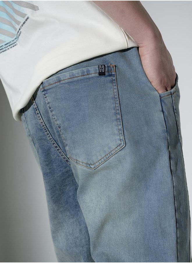 Hubberholme - Blue Relaxed Fit Jeans Solid design crafted from 100% Cotton with Button closure. - Image 1