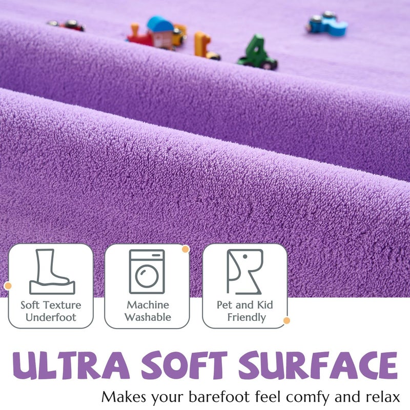 jinchan jinchan Solid Plush Area Rug 2x3 Performance Shaggy Rug Washable Area Rug Indoor Entryway Doormat Soft Rug Modern Faux Wool Rug Cozy Non Slip Carpet for Living Room Kids Room Bedroom Nursery Purple  - Image 2