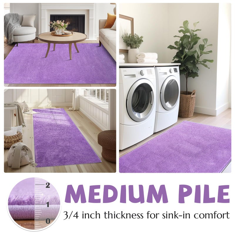 jinchan jinchan Solid Plush Area Rug 2x3 Performance Shaggy Rug Washable Area Rug Indoor Entryway Doormat Soft Rug Modern Faux Wool Rug Cozy Non Slip Carpet for Living Room Kids Room Bedroom Nursery Purple  - Image 3