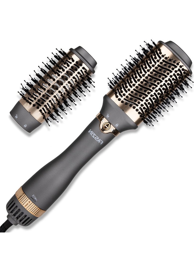 Faszin - Hot Air Brush Professional Round Hair Dryer with 2 brushs 3 Temperatures for drying straightening and volume - Image 1