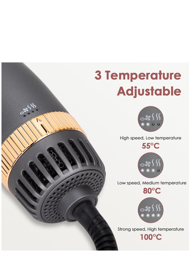 Faszin - Hot Air Brush Professional Round Hair Dryer with 2 brushs 3 Temperatures for drying straightening and volume - Image 1