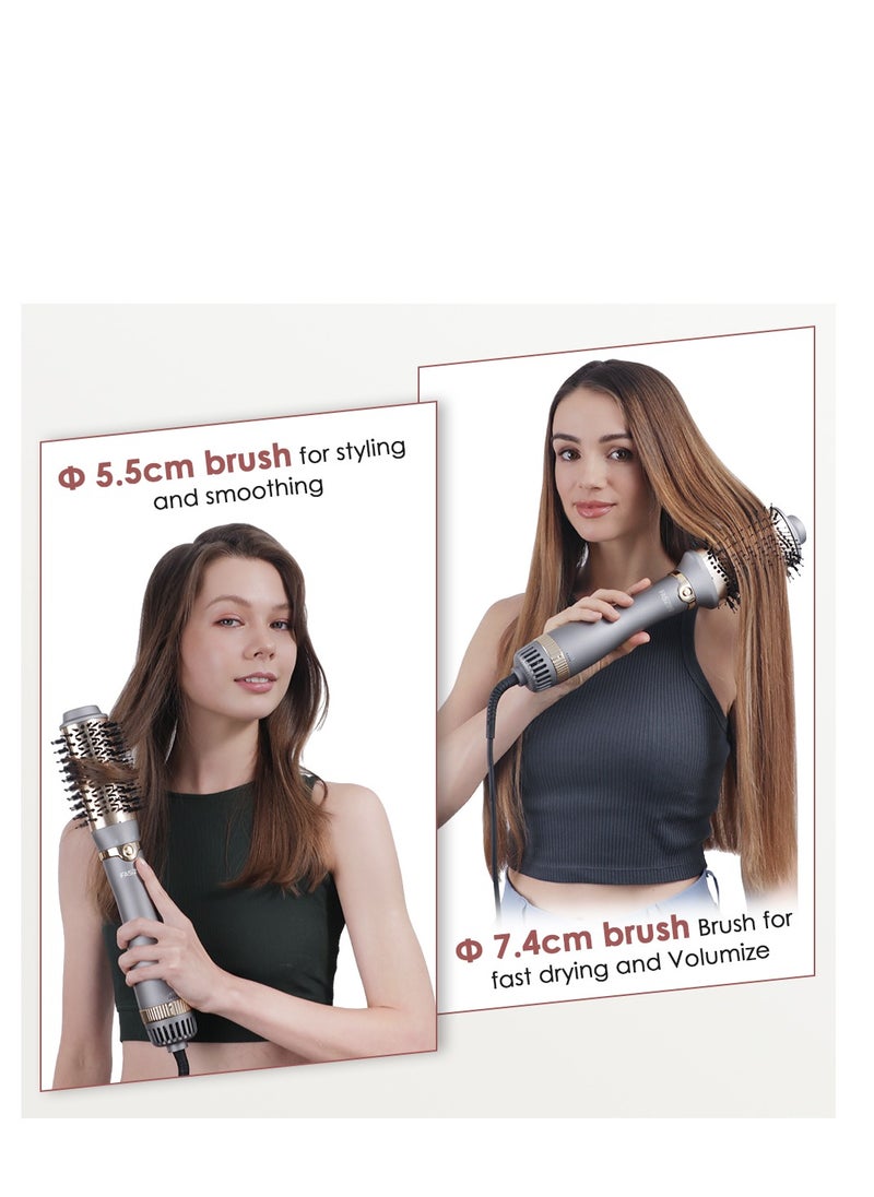 Faszin - Hot Air Brush Professional Round Hair Dryer with 2 brushs 3 Temperatures for drying straightening and volume - Image 1