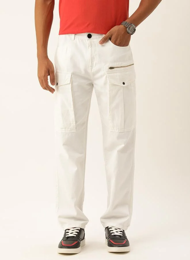 Styli Men Relaxed Fit Solid Cargo Trousers By Bene Kleed
