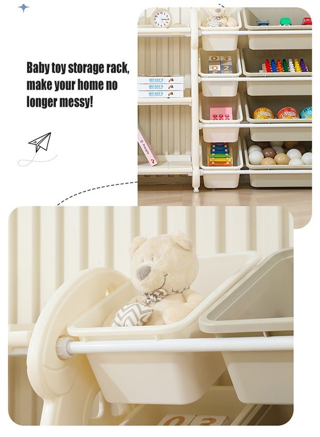 Beauenty Toys Storage Organizer- Cute 3 Layer Shelves (Milk white) Toys Collection Organizer, Kids Storage Box Shelf with (6 Small Drawers and 3 Big Bins) for Play in Bedroom Playroom - Image 2