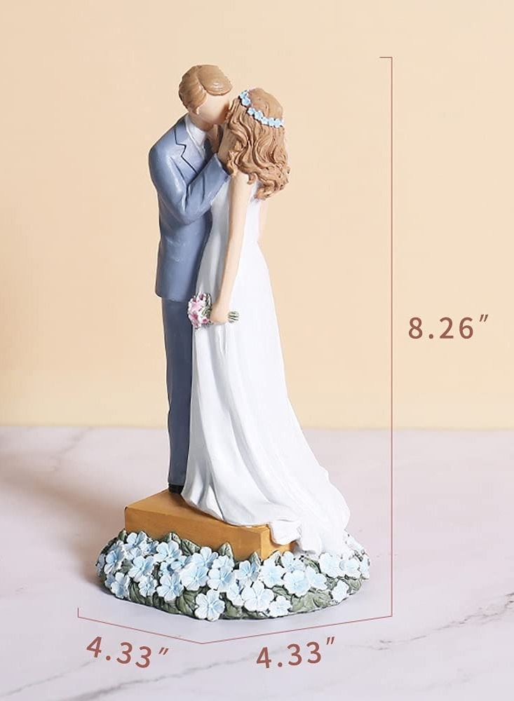SYOSI Couple Figurine 8.26in Bride and Groom Cake Topper Wedding Engagement Party Decoration Collectibles Figurines - Image 5