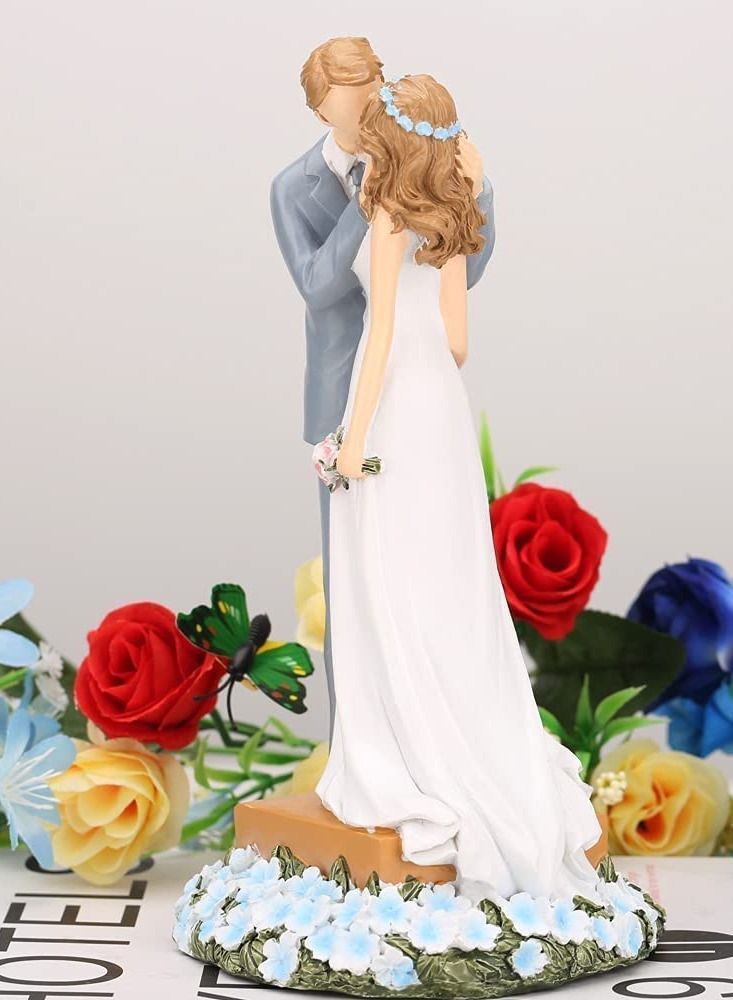 SYOSI Couple Figurine 8.26in Bride and Groom Cake Topper Wedding Engagement Party Decoration Collectibles Figurines - Image 4