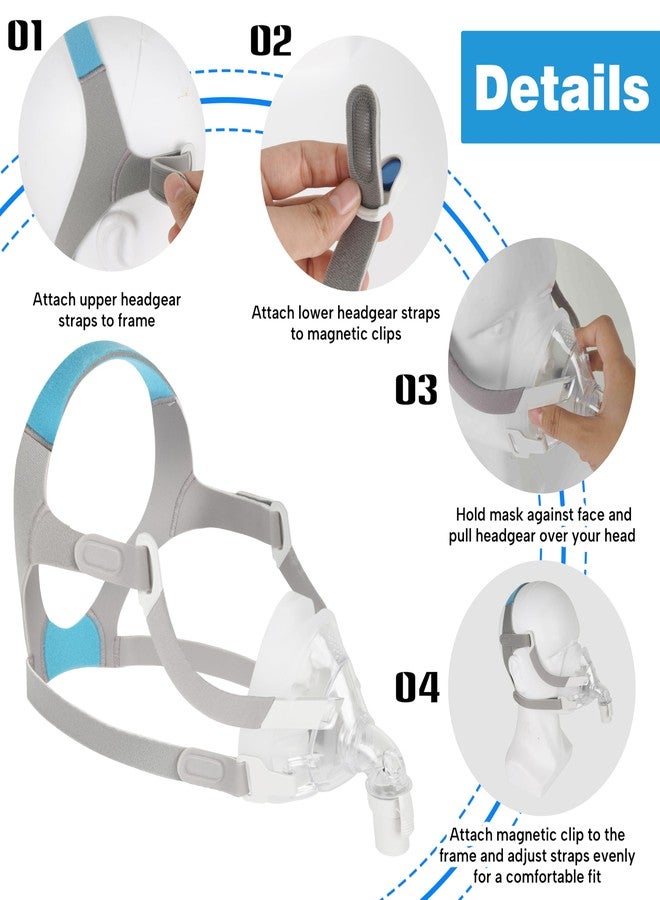 sanforce غطاء رأس AirFit F20، عبوتان من أربطة غطاء الرأس البديلة للقناع مع مشابك مغناطيسية، متوافق مع قناع الوجه الكامل F20، لوازم ملحقات جهاز CPAP - Image 3