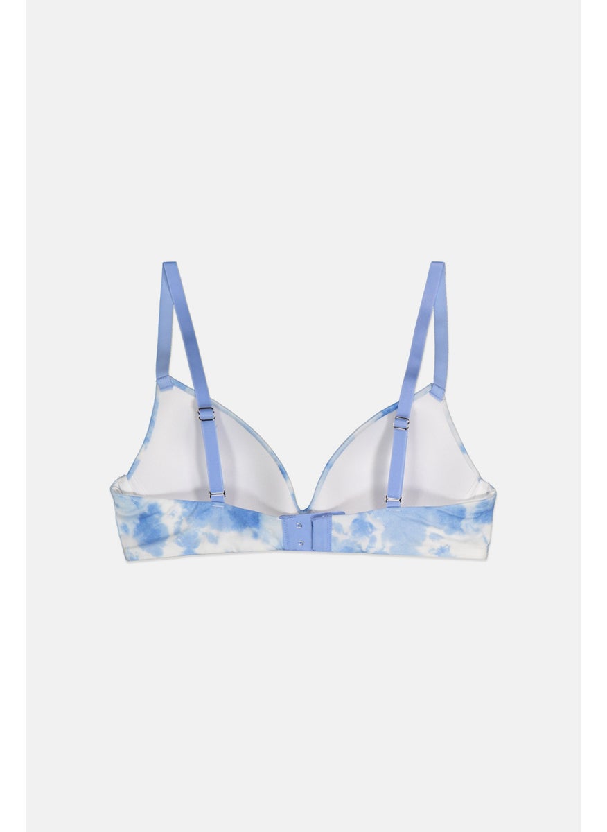 Tchibo Women 1 Piece Tie Dye Padded Non Underwired Soft Cup Bra, Blue  - Image 2