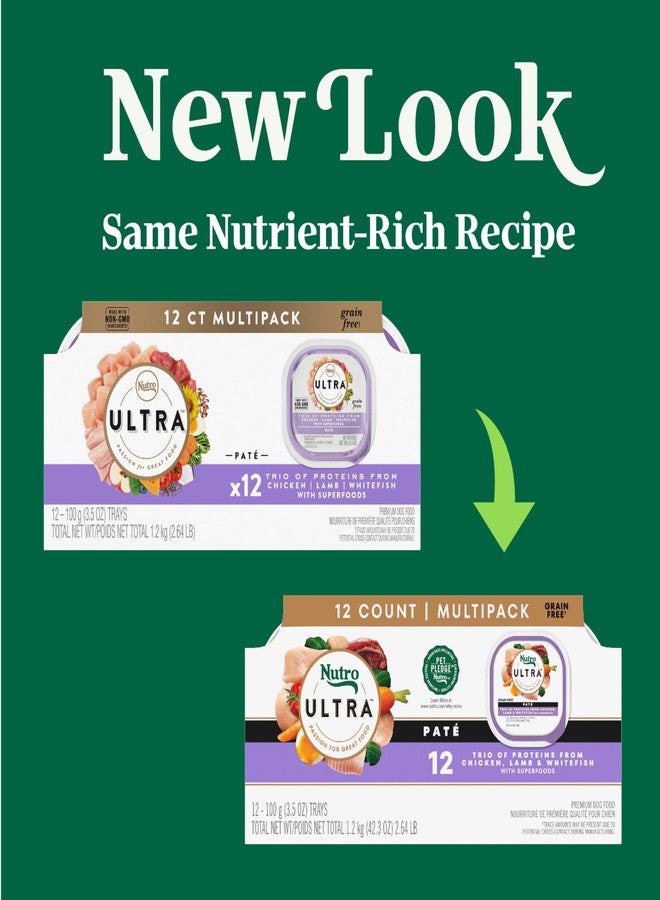 نوترو طعام الكلاب الرطب نوتريو ألترا للكلاب البالغة، باتيه ثلاثي البروتينات: دجاج، لحم ضأن، وسمك أبيض، 3.5 أونصة. عبوات (12 عبوة، عبوة واحدة) - Image 2