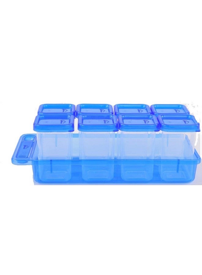 Gluman Gluman Plastic Masala Container Set With Organiser Tray And Spoon|Spice Organiser With Pre-Printed Sticker Labels|100% Food Grade|Dishwasher Safe|Freezer Safe|Microwave Safe|Reusable (Blue) - Image 1
