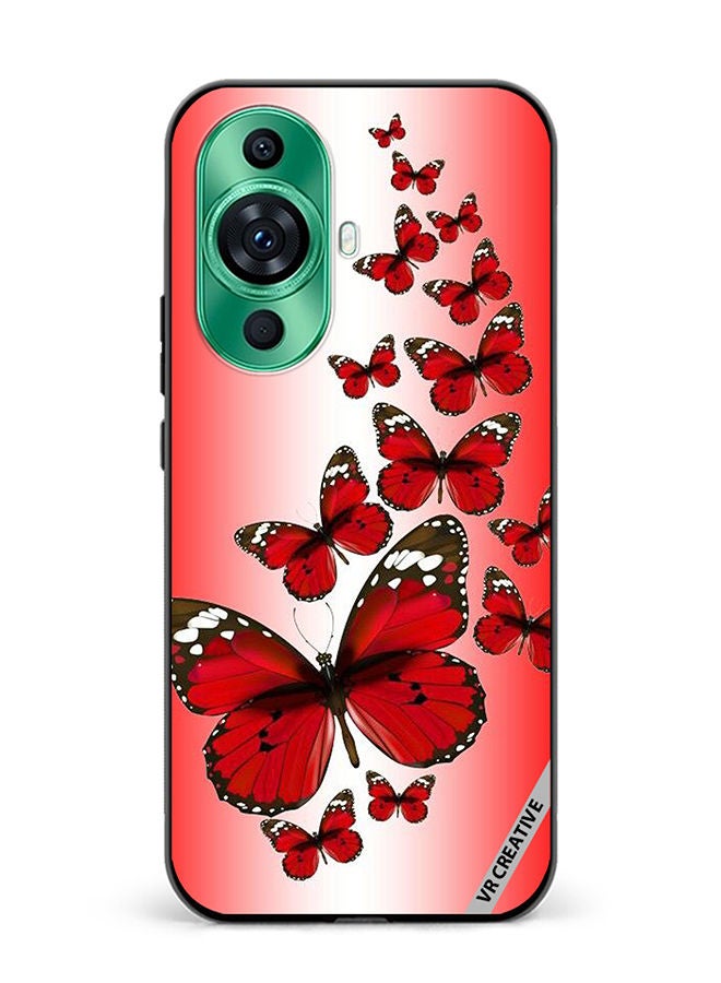 VR CREATIVE Protective Case Cover For Huawei nova 11 Red Flying Butterflies Design Multicolour - Image 1