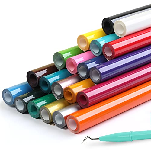 HTVRONT HTV Heat Transfer Vinyl Bundle - 20 Pack 12'' x 3FT Iron on Vinyl for All Cutting Machine, Easy to Use Heat Transfer Vinyl for T Shirts, HTV Vinyl Bundle with 20 Assorted Colors - Image 1