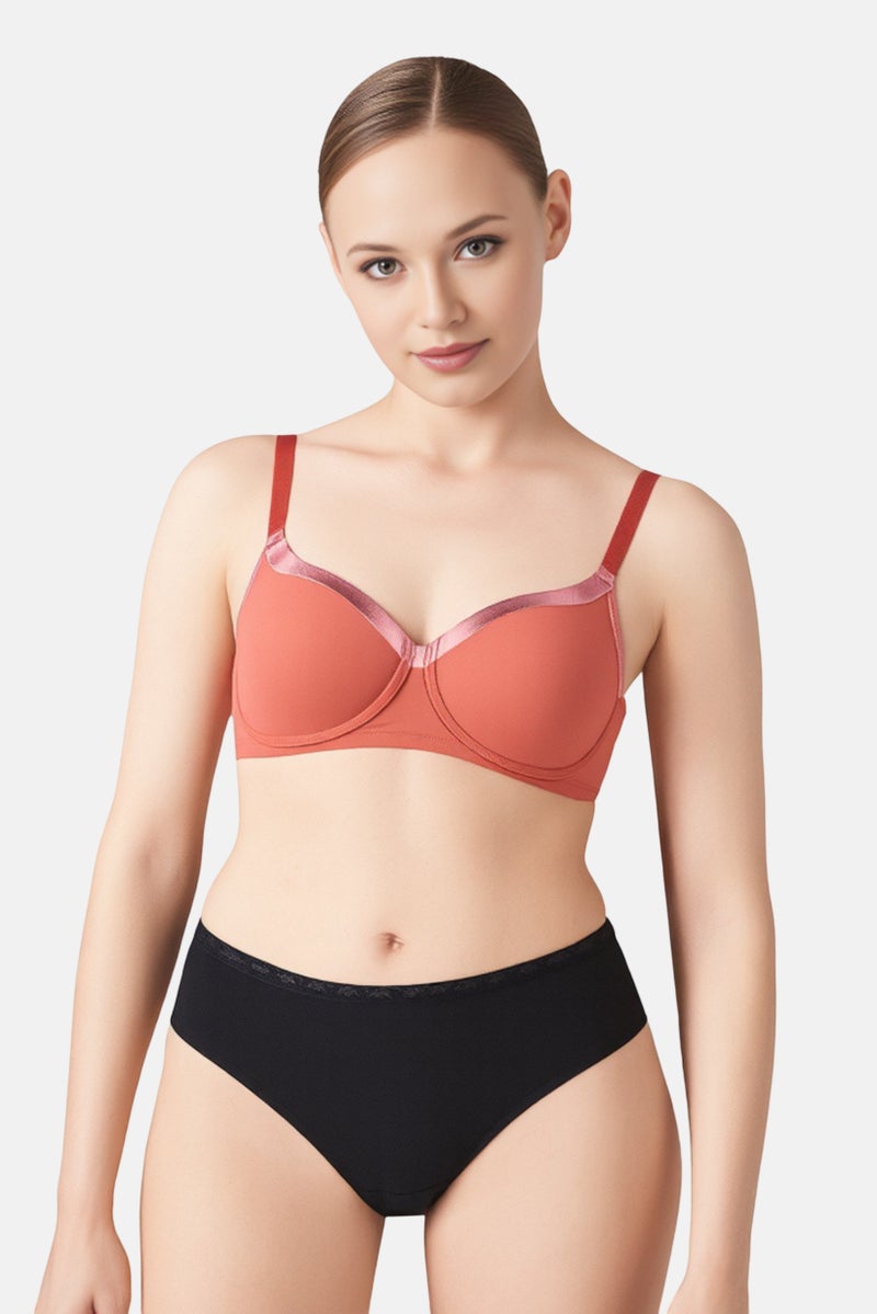 TRIUMPH Women Plain Padded Non Underwired Bra, Brown - Image 1