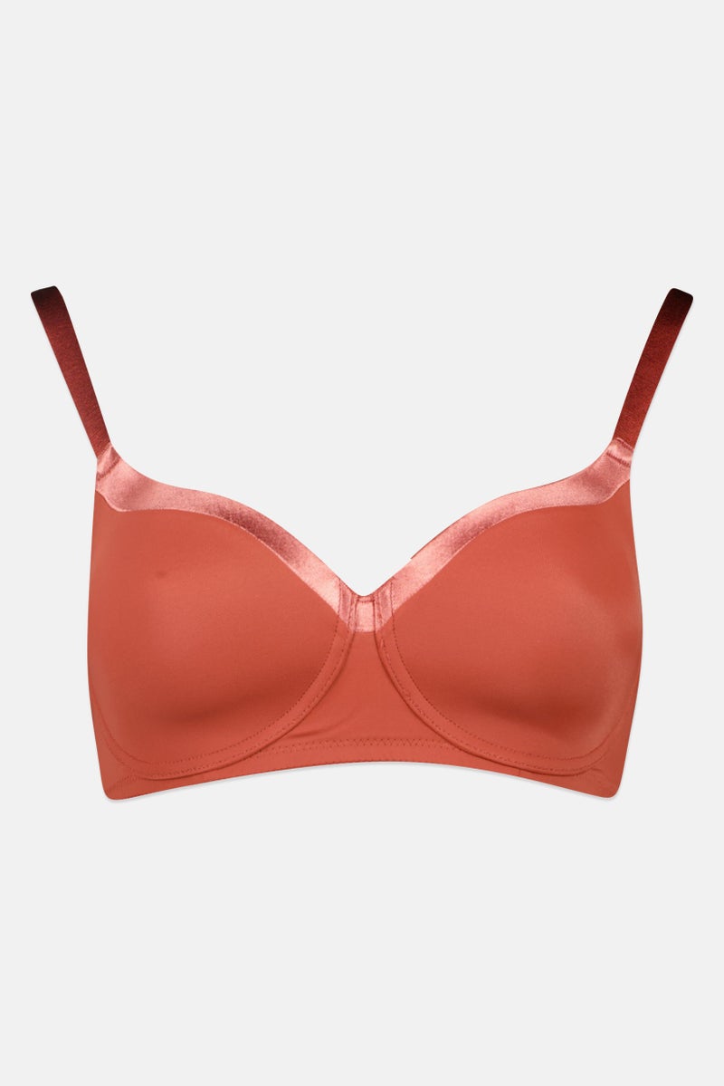 TRIUMPH Women Plain Padded Non Underwired Bra, Brown - Image 2