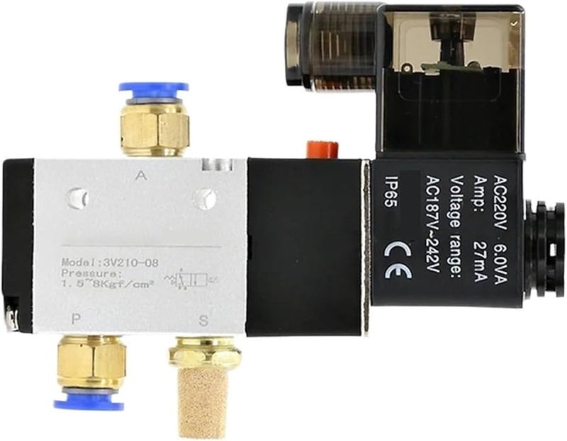 3V210 08 Pneumatic Solenoid Valve DC 12V 3 Way 2 Position Air Directional Control Valve - Image 2