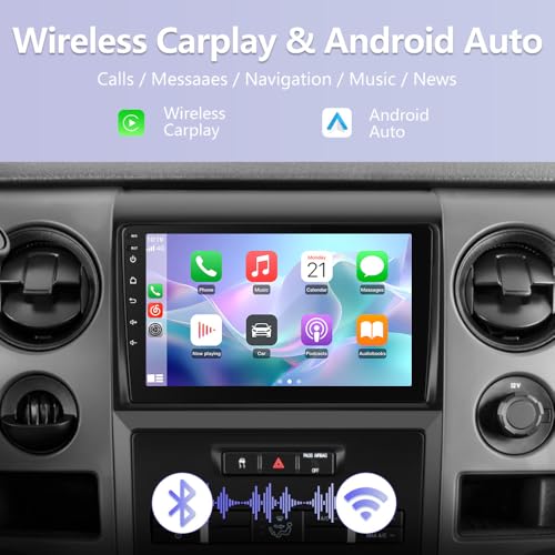 Junsun 5G WiFi 64GB ROM Car Radio Stereo for Ford F150 2009 2010 2011 2012,Wireless CarPlay/Android Auto,9" HD IPS Touch Display Support Rearview GPS DSP RDS Bluetooth 5.0 AM/FM Stereo - Image 4