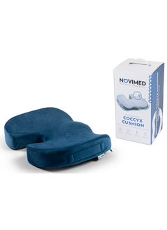 Orthopedic Coccyx Cushion For Comfortable Sitting Experience with Ergonomic Memory Foam Ideal For Office, Gaming Chair - Dark Blue