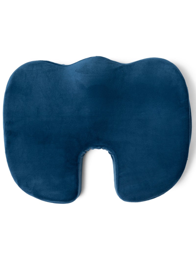 NOVIMED - Orthopedic Coccyx Cushion For Comfortable Sitting Experience with Ergonomic Memory Foam Ideal For Office, Gaming Chair - Dark Blue - Image 1