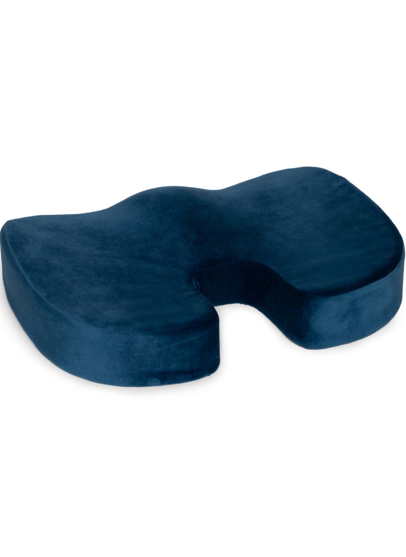 NOVIMED - Orthopedic Coccyx Cushion For Comfortable Sitting Experience with Ergonomic Memory Foam Ideal For Office, Gaming Chair - Dark Blue - Image 1